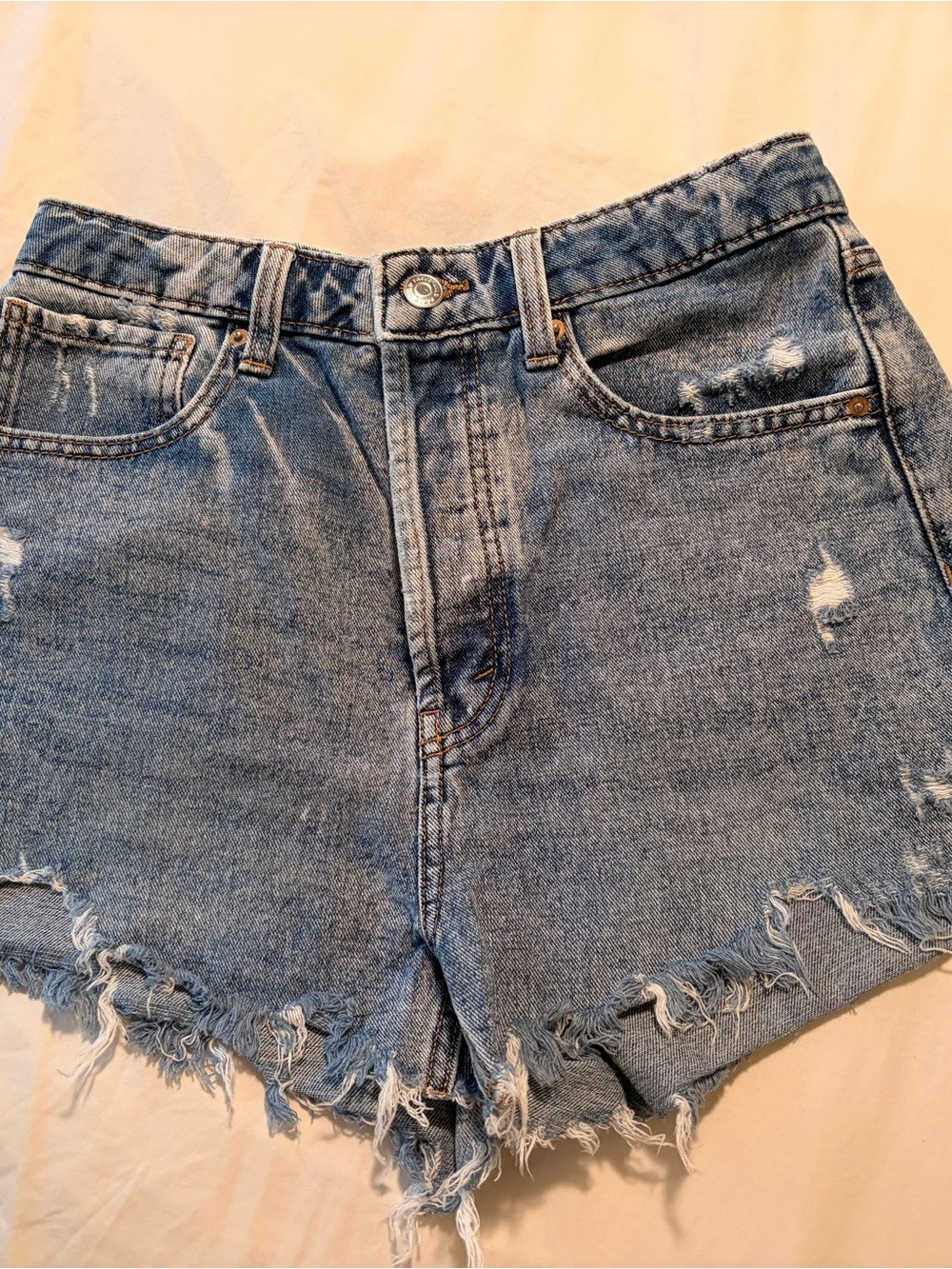 Classic High-Rise Distressed Denim Shorts - Blue - Wild Fable